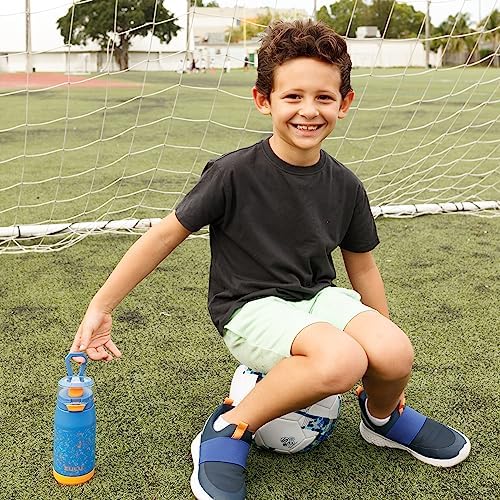 Kids Flex 12oz Stainless Steel Insulated Water Bottle, Toddler Cup with Silicone Spout, Leak-Proof Locking Flip Lid and Carry Loop for School Backpack, Lunchbox, and Outdoor Sports, Blue