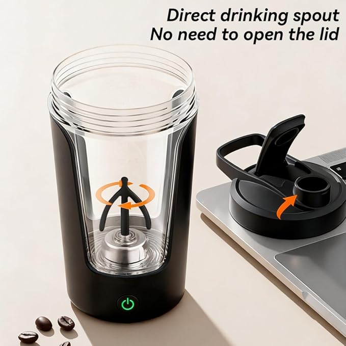 Electric Shaker Bottle, Blender Bottles For Protein Mixes, USB-C Rechargeable 12 oz, Portable Mixer Cup for Shakes and Meal Replacements