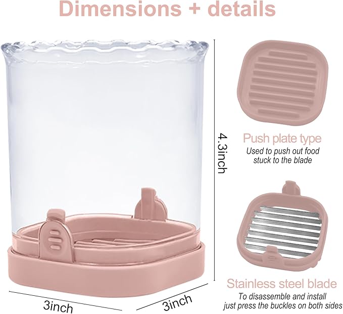 Strawberry Slicer：Fruit Slicer Cup Veggie Salad Speed Cutter for Strawberries Egg Banana Mushroom Cucumber Kiwi the Kitchen Portable Slicing Tool (Pink)
