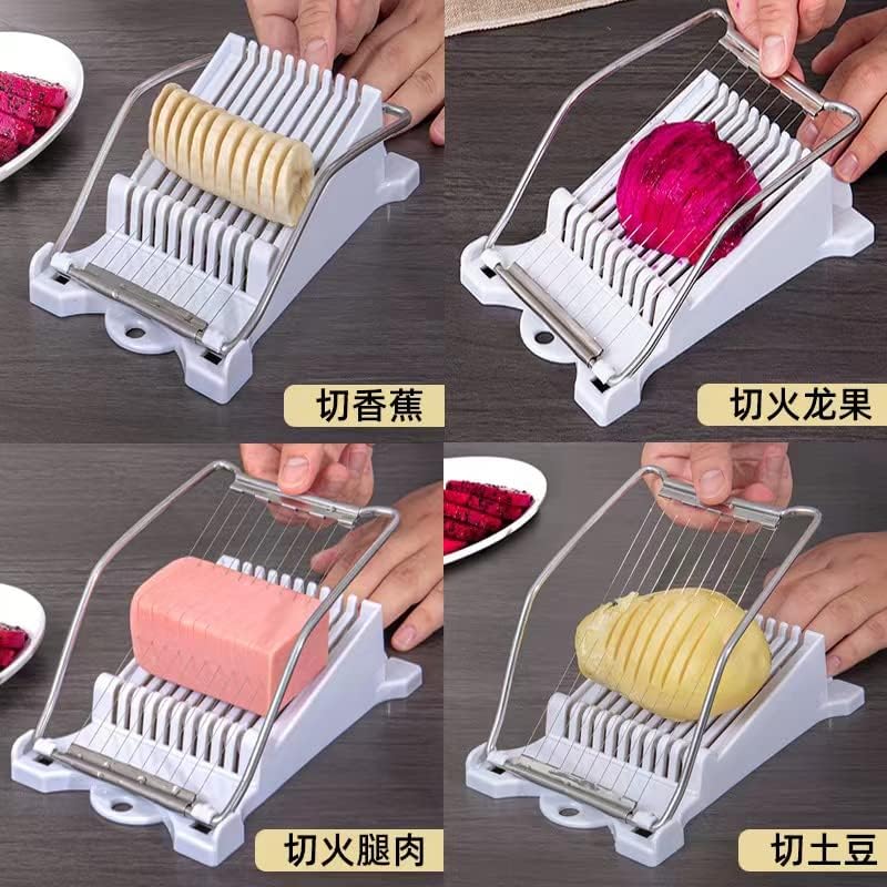 Stainless Steel Wire Egg Slicer,Cuts 10 Slices For fruit,Onions,Soft Food and Ham，Slicer & Cutter for Eggs, Mozzarella Cheese, Slice Spacing 1/3 inch Multipurpose Luncheon Meat Slicer(White) - Image 5