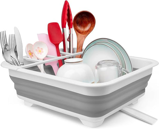 Collapsible Dish Drying Rack with Drain Plug Tube