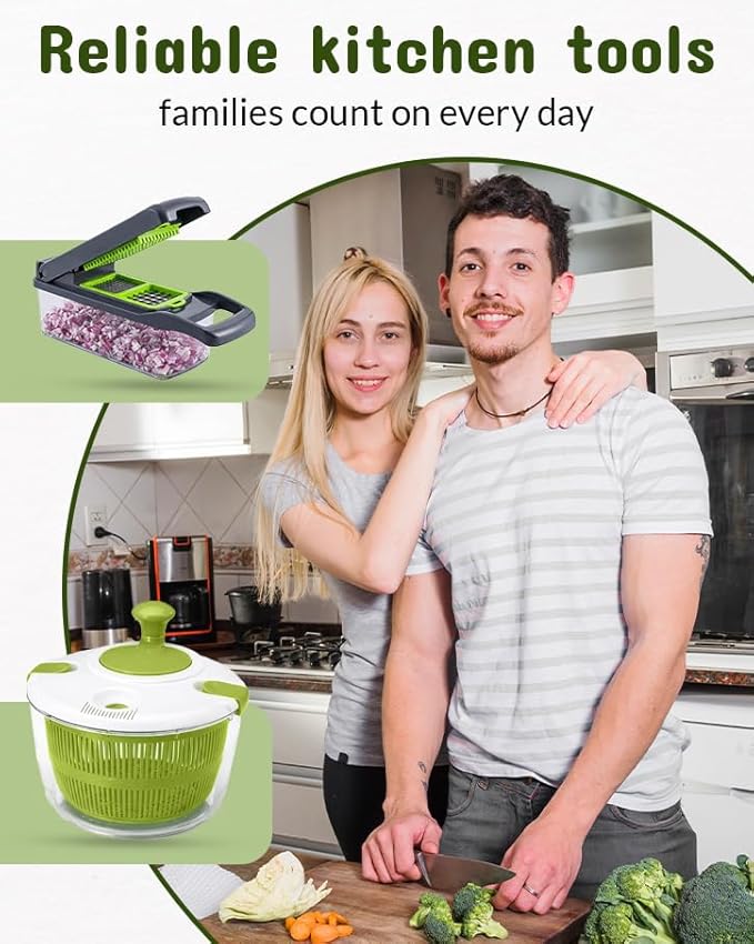 14-in-1 Vegetable Chopper and Onion Slicer, Mandolin Slicer with Container, Multi-Functional Food Dicer, Gray, Stainless Steel Blades