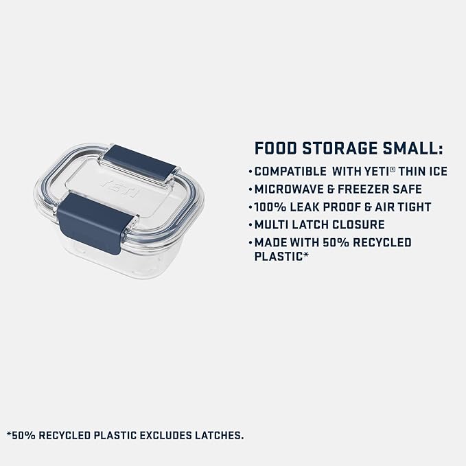 YETI Plastic Food Storage Container, BPA Free, Locking & Airtight Lid, Microwave, Freezer, and Dishwasher Safe, Leak-Proof, Cooler and Thin Ice Compatible