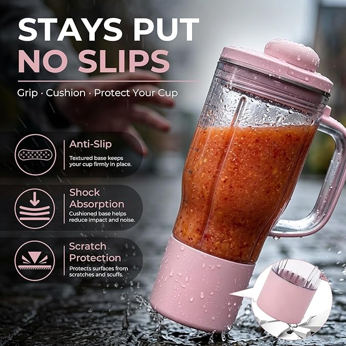 Personal Blender Accessories for Ninja Blendboss DB351PK1BRN, Leak-Proof Kit with Silicone Tumbler Boot, Spill Stopper & Sealing Ring, Cup Not Included (Pink)