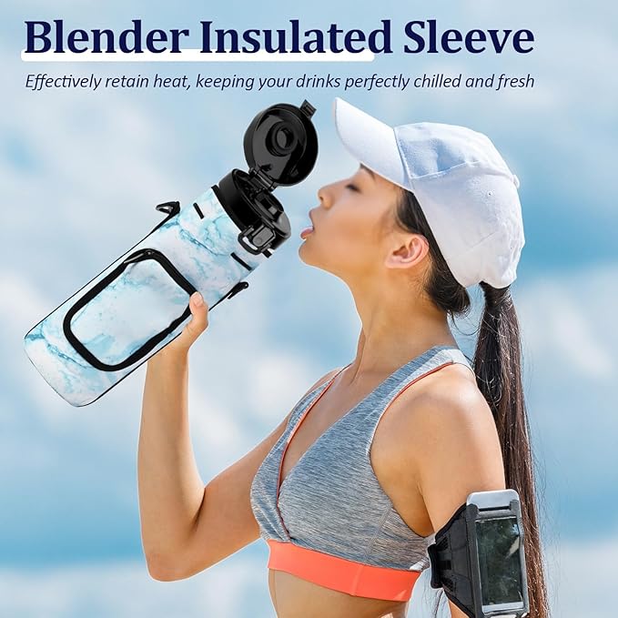 Portable Blender Carrying Case Bag for Magic Bullet Portable Blender (MBPB50100 MBPB50100W MBPB50100FP MBPB50100AK), Storage Bag for blender with Shoulder Strap and Pocket (Marble Blue)