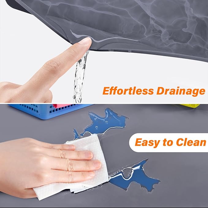 FLATO Waterproof Under Sink Mat 25" x 22" Shelf Liner for Kitchen and Bathroom, Cabinet Protector, Organizers and Storage, Flexible Silicone Drip Tray