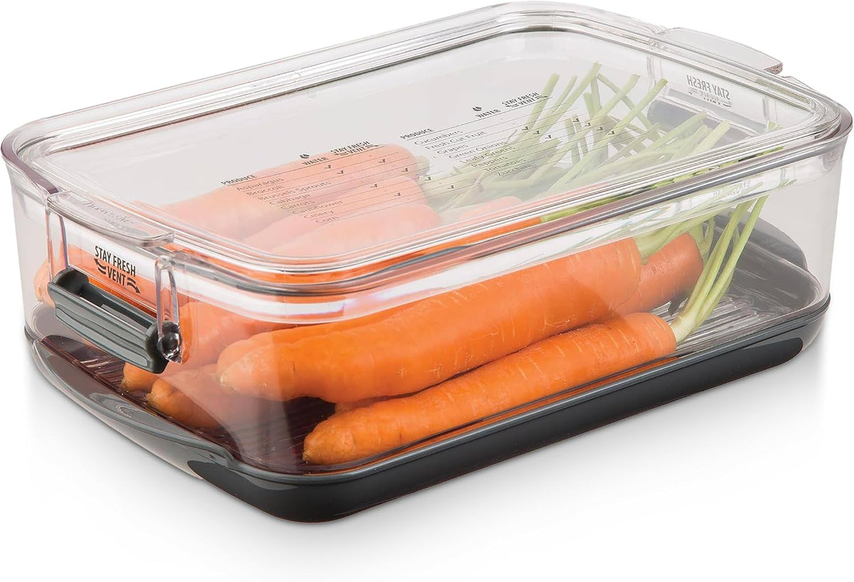 Produce Container, 3-Quart – Stay-Fresh Vent System for Small Peppers and Tomatoes, BPA-Free