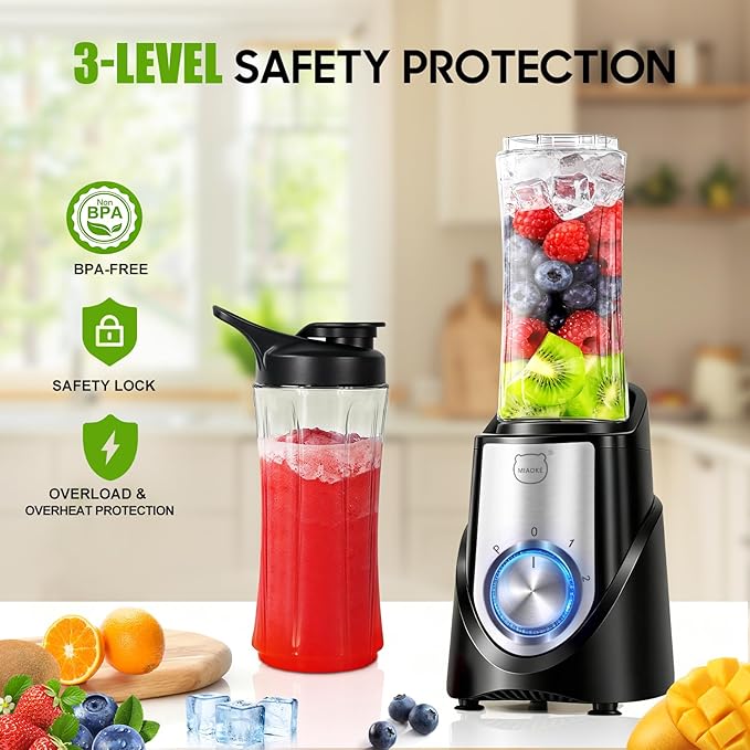 2026 Upgrade 600 ML Smoothie Blender,32,000 RPM Smoothie Blender, 10s Juicing, fro Ice Crushing & Milkshakes, BPA-Free, Detachable 6-Leaf. Portable Shaker Cups fro Protein Shakes