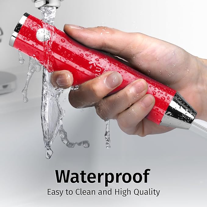 Zulay Kitchen Rechargeable Milk Frother Handheld - Frother Wand, Drink Mixer, Electric Whisk Frother, for Cappuccinos, Matcha & Protein Powder - Lux 4 Whisk 2 Speed Waterproof 2000mAh Red