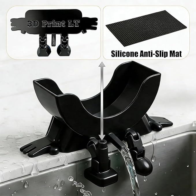 Cute Hanging Sponge Holder with Drainage, Peeing Scrub Sponge Holder, Ponge Holder for Kitchen Sink, Funny Sponge Stand for Kitchen Sink, 3D Printing Countertop Sponge Holders (Black)