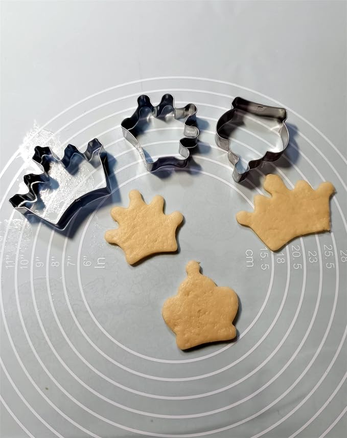 Crown Cookie Cutter Set of 3 pcs, Stainless Steel Princess Crown Shaped Royal Wedding Baking Molds for Holiday Fondant & DIY Crafts‌