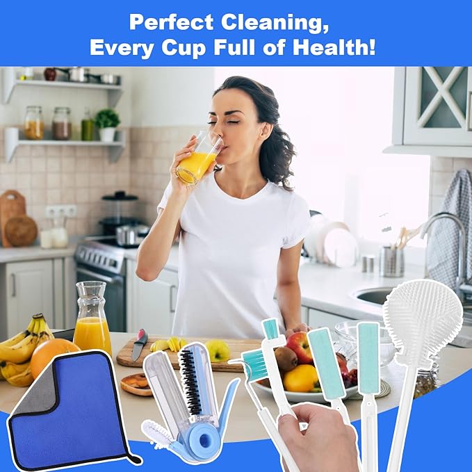 XANGNIER 7 Pcs Personal Blender Cleaning Brush Set for Portable/Smoothie/Small/Mini and All Personal Blenders - Non-Scratch Personal Blender Cleaning Tool Deep Clean Cups,Blades,Lids & Seals