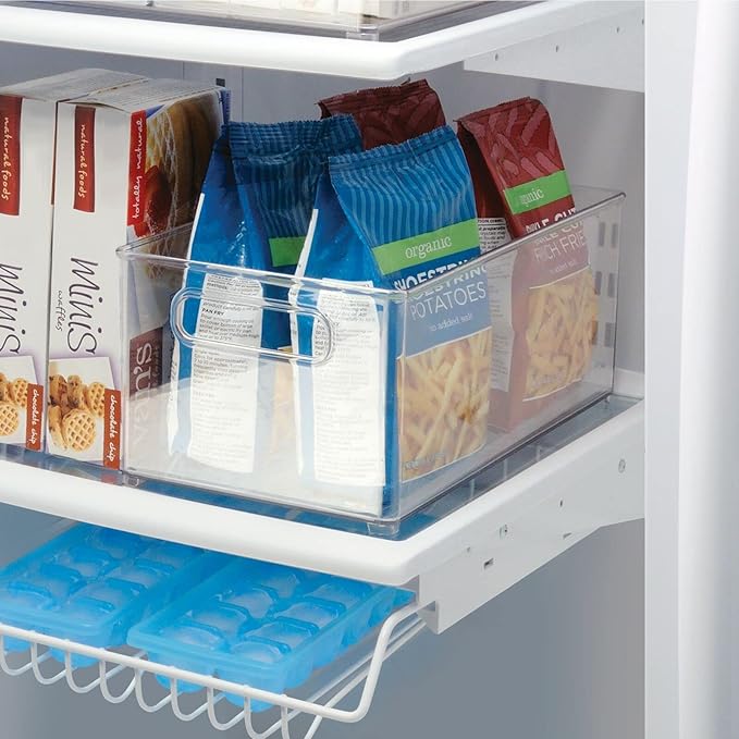mDesign Deep Plastic Kitchen Storage Organizer Container Bin for Pantry, Cabinet, Cupboard, Shelves, Fridge, or Freezer - Holds Dry Goods, Sauces, Condiments, Drinks, 2 Pack, Clear