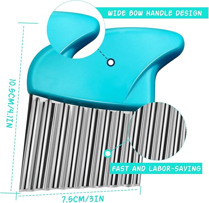 2PCS Crinkle Cutter Stainless Steel Crinkle Chopper French Fry Slicer Wavy Potato Soap Cutting Tool Crinkle Cutters for Potatoes,Carrot, Cheese