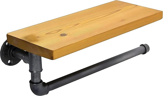 Industrial Vintage Paper Towel Holder Gordon with 13"x6" Shelf Spice Rack
