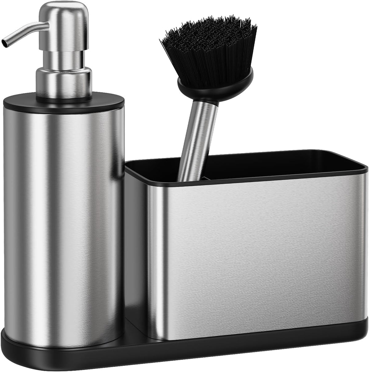 Kitchen Sink Caddy Organizer Stainless Steel Dish Soap Dispenser Set-3 in 1