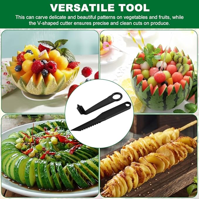 Kitchen Spiral Cutter and V-Shaped Tools, Potato Spiral Cutter Vegetable Spiralizer, Manual Screw Peelers Multifunctional Vegetable Slicer Cutters for Fruit Cucumber Potato Carrot