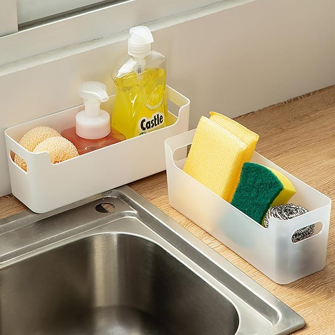2 Pcs Kitchen Cabinet Door Organizer,Adhesive Mount Inside Cabinet Door Storage,Under Sink Door Storage Shelf for Kitchen,Bathroom,Office,Garage,Craft Room(Transparent)