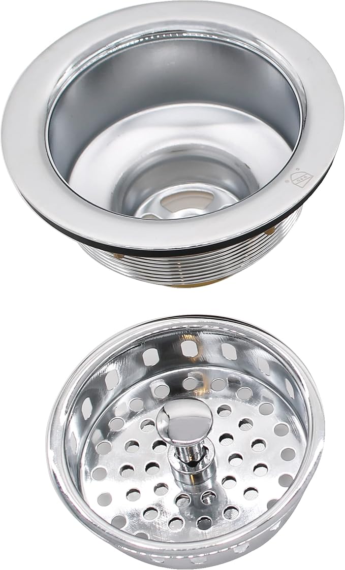Westbrass D214-26 3-1/2" Post Style Large Kitchen Sink Basket Strainer, Polished Chrome
