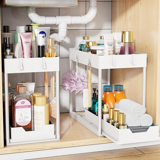 Simple Trending Under Sink Organizer 2 Pack, White