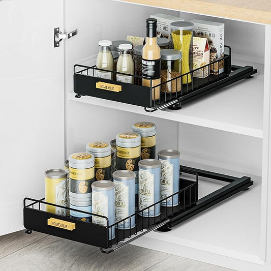 Under Sink Organizer, 2 Packs Under Sink Organizers and Storage, Black