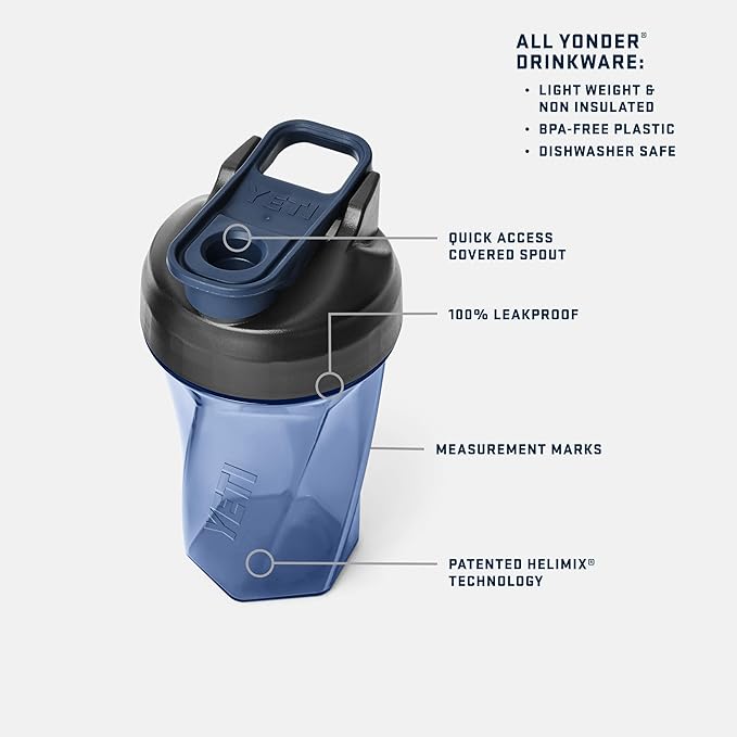 YETI Yonder Helimix Vortex Blender Shaker Bottle Holds up to 20oz | No Blending Ball or Whisk | USA Made | Portable Pre Workout Whey Protein Drink Shaker Cup | Dishwasher Safe, Clear