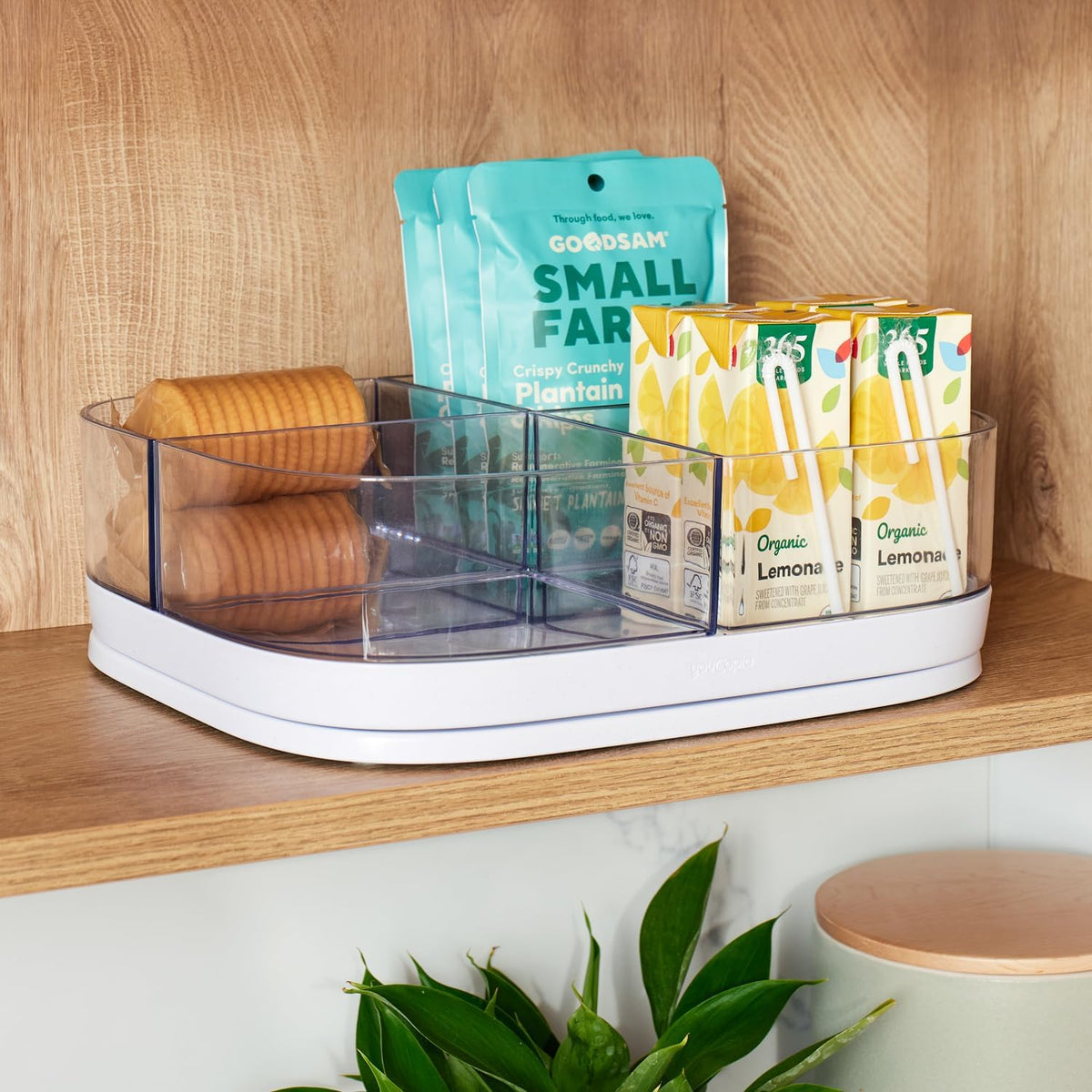 MagicTrack Turntable with 4 Bins, Rectangle Lazy Susan Organizer
