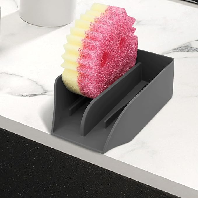 Smiley Face Sponge Holder for Scrub Daddy Kitchen Sink with Drain Spout, Sponge Holder, Large Soap Dish, Sink Caddy Organizer, Dishwasher Safe, Kitchen Accessories