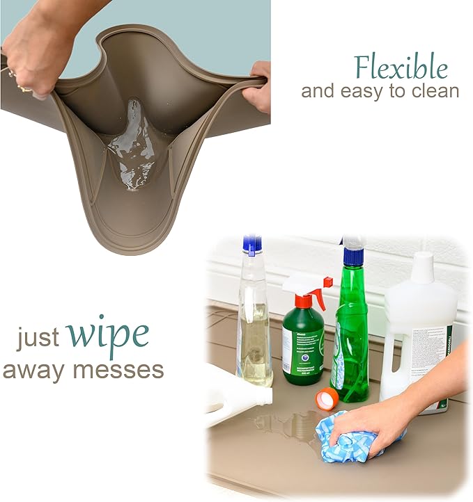 The Original Under Sink Mat - Silicone Waterproof mat, Trimmable, Easy to Clean, Kitchen cabinet liner, Under sink protector mats, Drip Tray with Lip - 34" x 22" or smaller