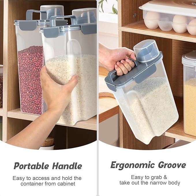 TBMAXS Rice Storage Container 10 Lbs, Airtight Food Dispenser with Large Spout and Cup for Pet Dog Cat Food Storage 7 Lbs
