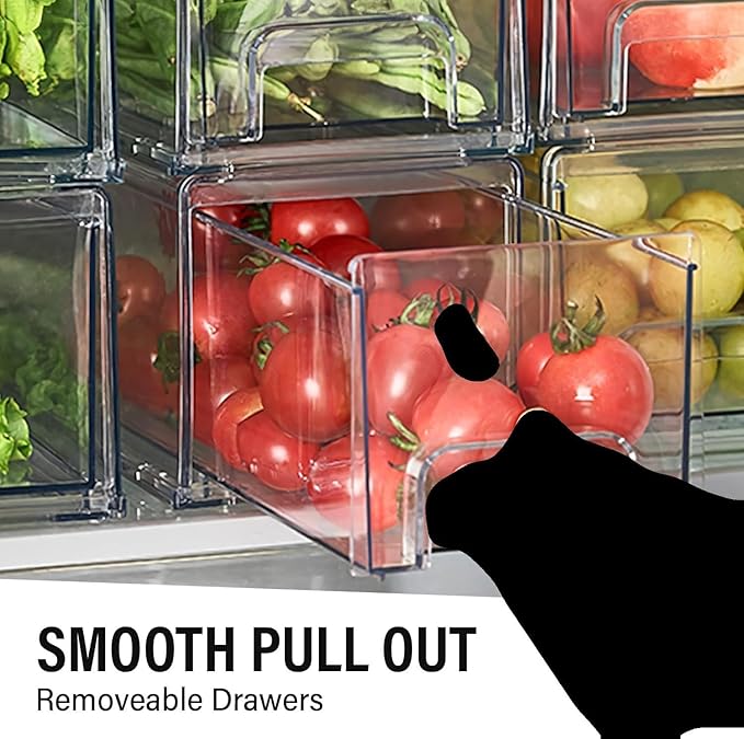 ShelfShaper Clear Plastic Storage Drawer Organizer Bins, Perfect for Kitchen Organization or Pantry Organization and Storage, Fridge Drawer Organizer Bins, Pantry Storage and Organization Bins