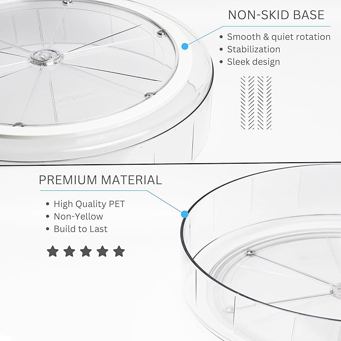NOSTALGIQ Set Lazy Susan - Lazy Susan Organizer 2-Pack - Rotating Cabinet & Spice Rack, Clear