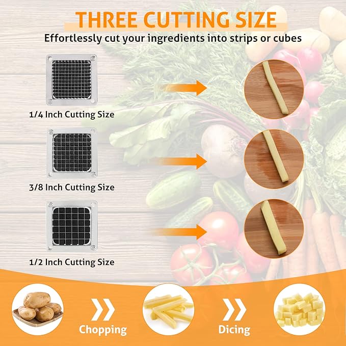 WICHEMI Replacement Chopper Blade 1/4" Blade Commercial Vegetable Chopper Stainless Steel Onion Chopper Dicer Blades and Pusher Block for Tomato Dicer French Fry Cutter (2 Pack)