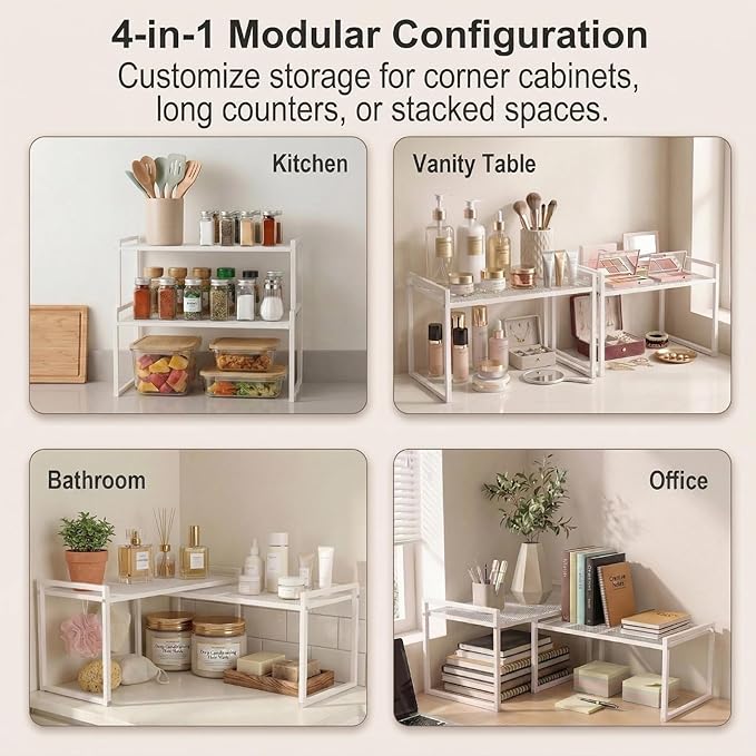 Set of 2 Cabinet Organizers 12.6''W 44 LBS Load Capacity Heavy Duty Kitchen Pantry Shelves Counter Countertop Storage Racks