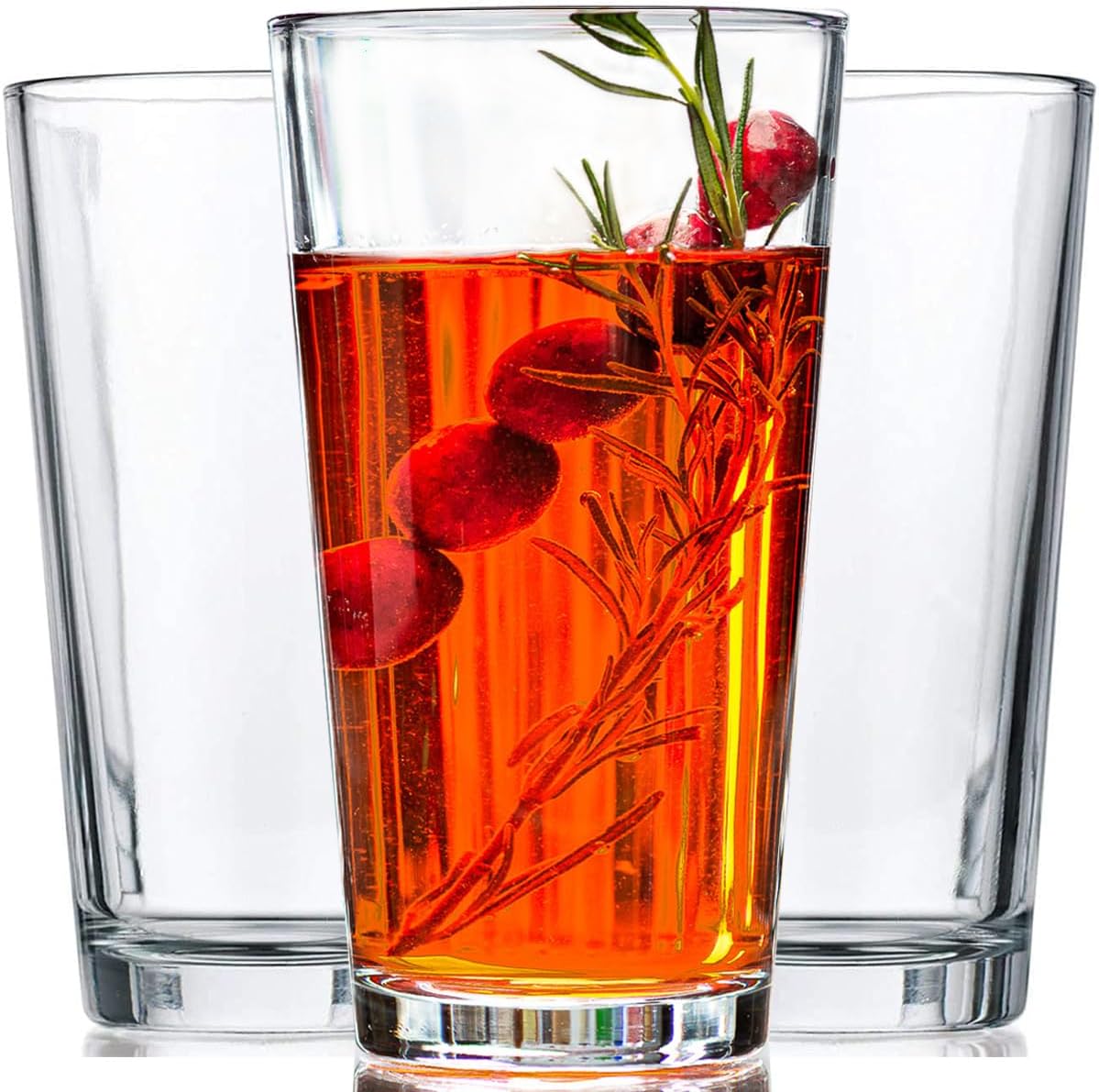 10pc Stackable Drinking Glasses, 16oz Clear Glass Cup Glassware Set