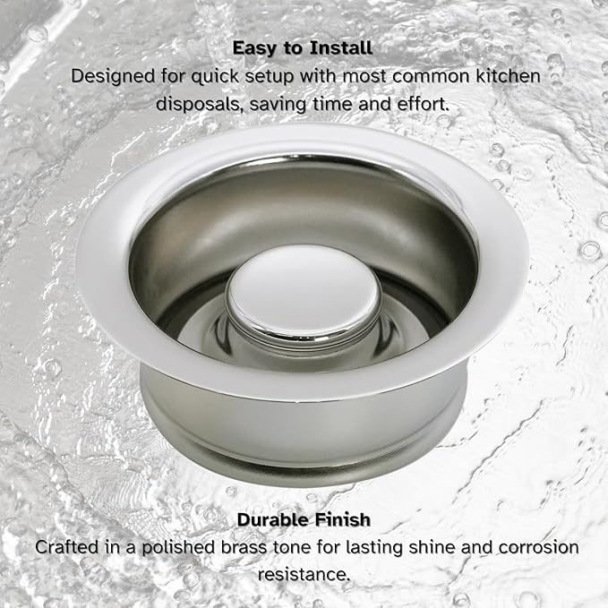Westbrass A2165-05 4-1/4" OD Post Style Large Kitchen Basket Strainer with Waste Disposal Flange and Stopper Drain Set, Polished Nickel