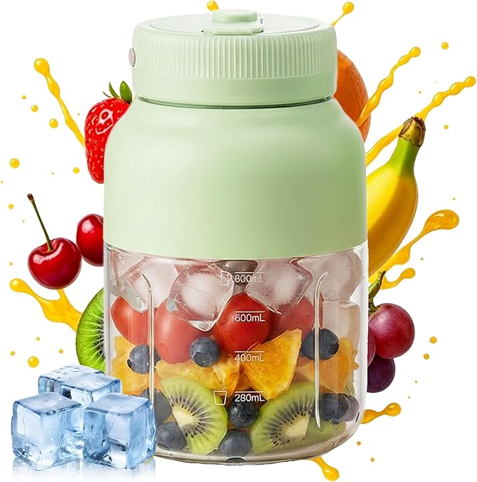 Portable Blender for Smoothies & Shakes – 43.96oz Personal Blender with 38-Blade Ice Crushing System, USB Type-C Rechargeable Travel Juicer Cup with Straw, Leakproof for Frozen Drinks & Juice (C-1pc)