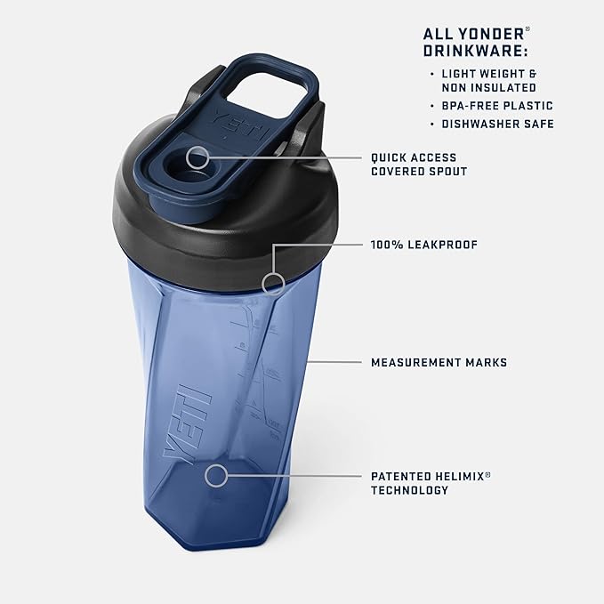 YETI Yonder Helimix Vortex Blender Shaker Bottle Holds up to 27oz | No Blending Ball or Whisk | USA Made | Portable Pre Workout Whey Protein Drink Shaker Cup | Dishwasher Safe, Tropical Pink