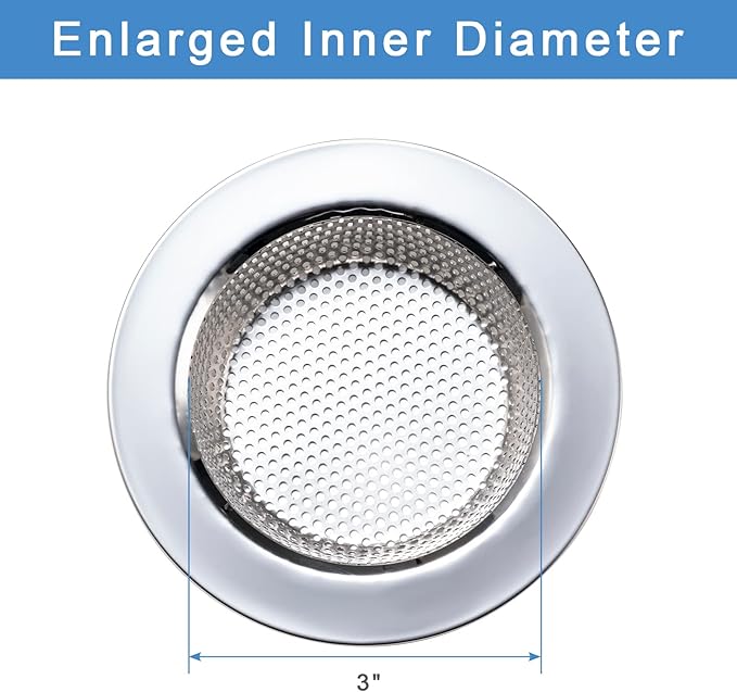 Honmein 3 Pcs Sink Strainer for Most Kitchen Sink Drain Basket, Upgraded Double-Layer Safe Design Kitchen Sink Strainer (Outer Diameter 4.5 Inch)