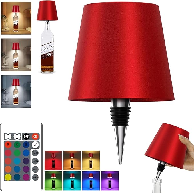 2026 New Wireless Bottle Lamp,RGB LED Bottle Light with Remote(RGB Wine red, 1pc)