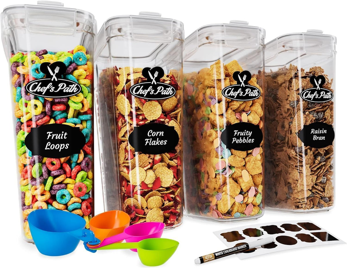 Set of Storage Box - Lunch Box, 8 Labels, Set of Spoons and Marker, Flour Box - BPA-Free Plastic Box (4 L) - (4)