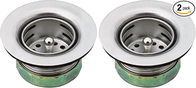 Moen 22174 Sink Basket Strainer with Drain Assembly, 2", Stainless Steel (Pack of 2)