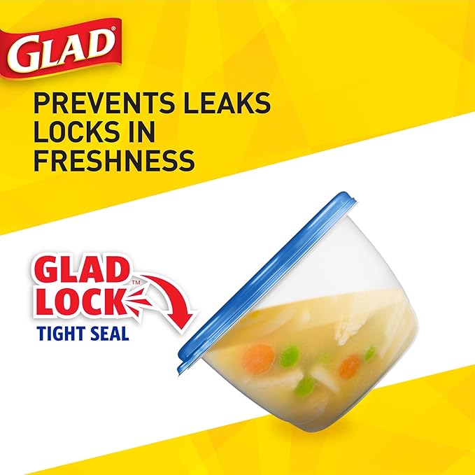 Glad GladWare Mini Round Food Storage Containers with Lids, Small BPA Free Reusable Plastic Snack Containers with Lock Tight Seal for Lunch, Portion Control, and On the Go, 4 Oz, 8 Count - 12 Pack