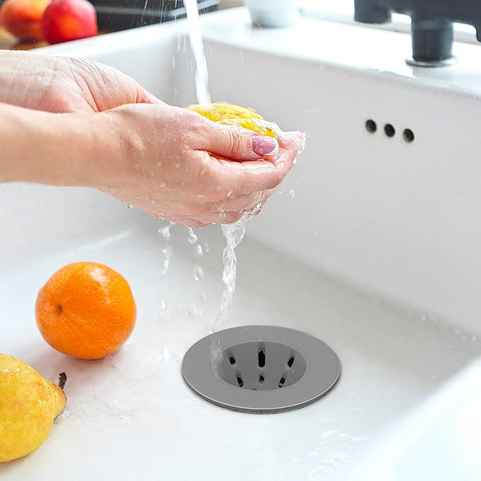OGGI Silicone Sink Strainer- Great Kitchen Sink Strainer, Sink Drain Strainer, Drain Stopper, Sink Plug, 4.6˝ Diameter Rim, Gray (Pack of 2)
