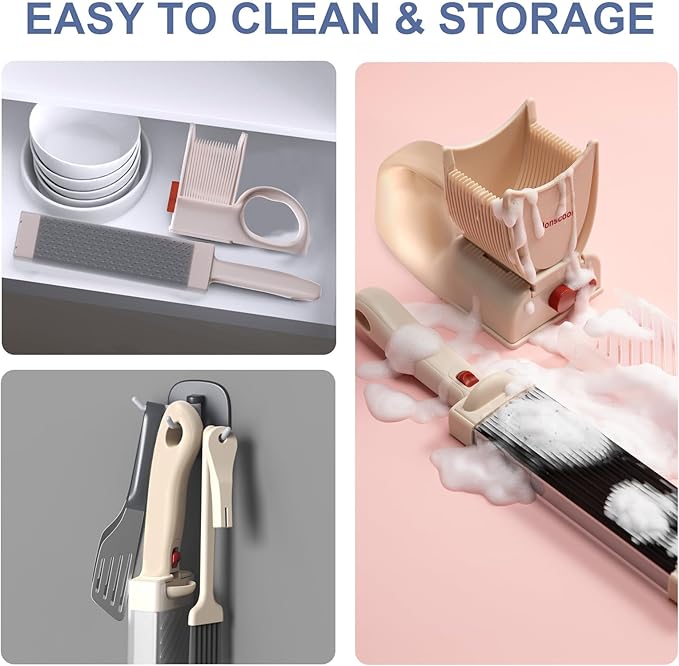 Fresh Meat Slicer with Steady Grip, Manual Fresh Meat Cutter, Meal Prep Ideas, Adjustable Thickness 2mm or 4mm, 17 Blades get 18 Meat Slices, Meat Cleavers can be Sliced, Striped, Diced -Pink