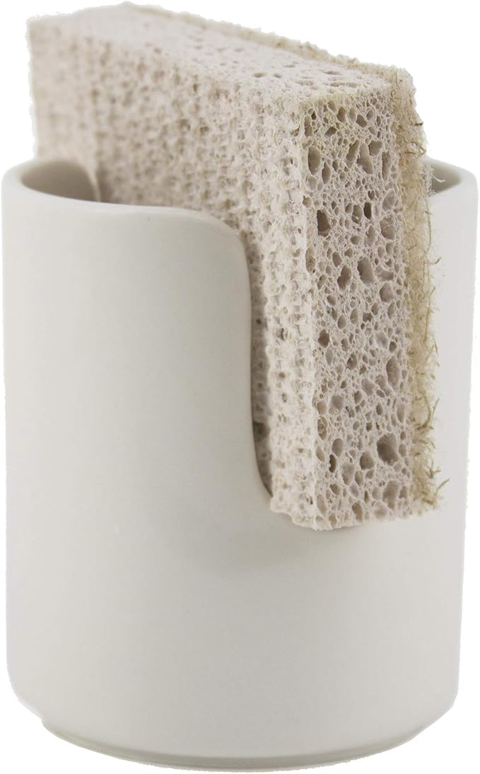 scarlettwares Ceramic Dish Sponge Holder for Kitchen Sink Dishwasher Safe Farmhouse Elegant Cute Sturdy
