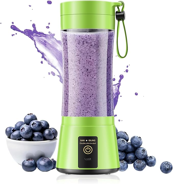 Portable Blender Personal Size Blender - 12 Oz BPA Free Travel Cup Make Smoothies and Shakes, Cordless USB Rechargeable, Lightweight Suit in Travel/Gym/Office