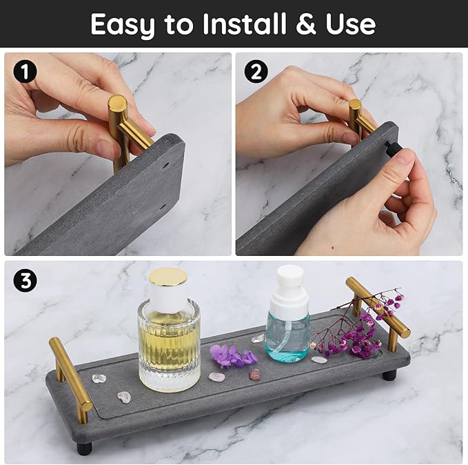 Segbeauty 12x4 Instant Dry Sink Caddy, Water Absorbing Stone Drying Tray for Kitchen Counter, Quick Dry Diatomaceous Tray Countertop Organizer Rack Soap Holder Bathroom Tray for Soap Dispenser Bottle