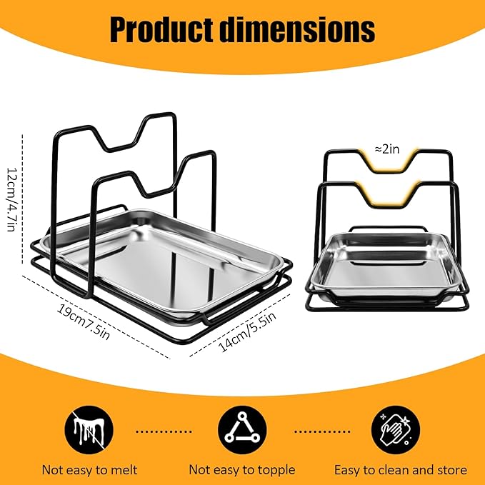 Pot Lid Holder While Cooking, 304 Stainless Steel Spoon Rest with Lid Holder for Countertop, Multifunctional Pan Lid Storage and Utensil Organizer for Stove Top