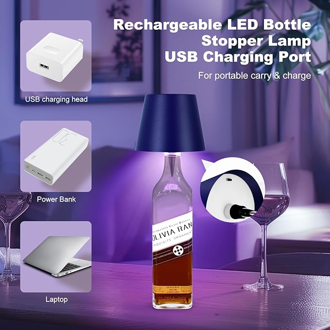 2026 New Wireless Bottle Lamp,RGB LED Bottle Light with Remote(RGB Sapphire Blue, 1pc)